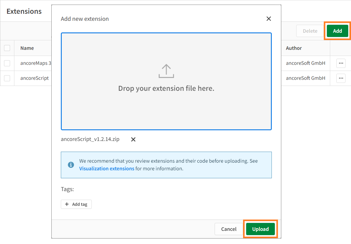 Upload extension in Qlik Cloud
