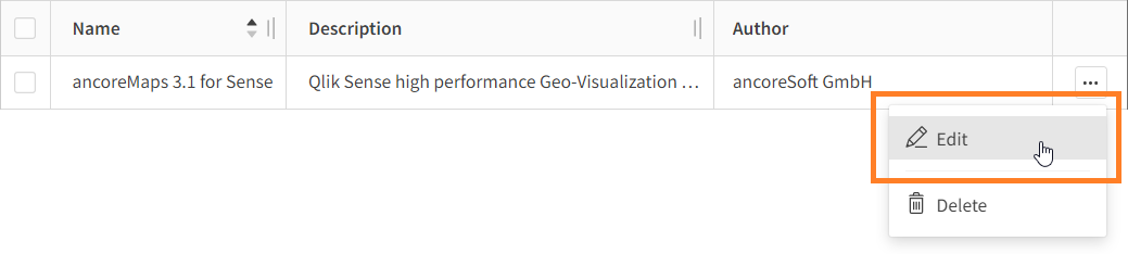 Edit an existing ancoreMaps extension in Qlik Cloud