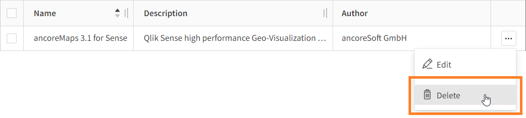 Delete an existing ancoreMaps extension in Qlik Cloud