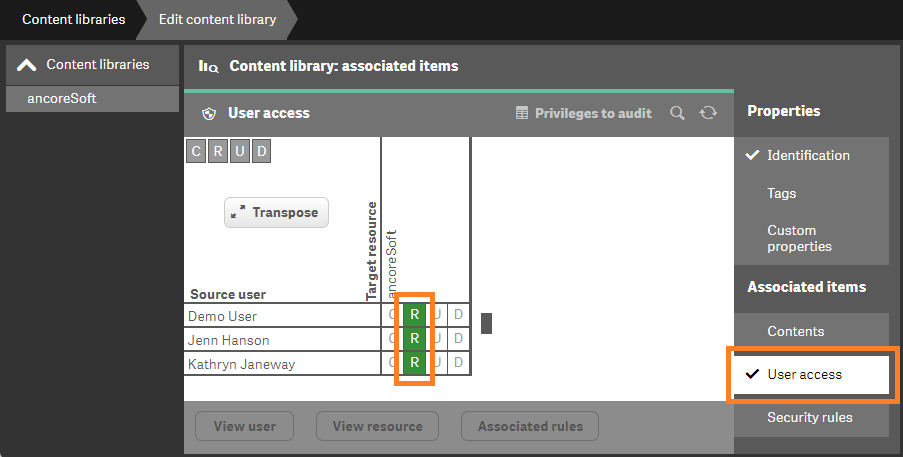 Content library user access