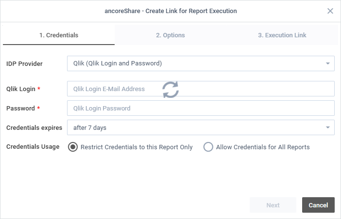 Credentials tab