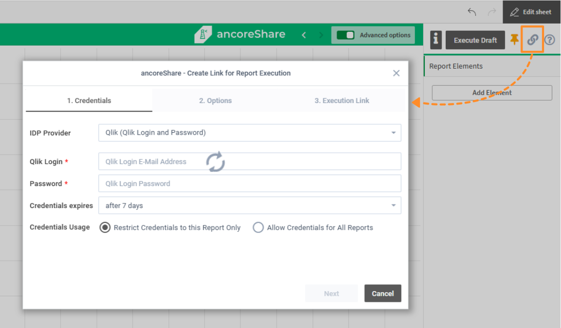 Access link window