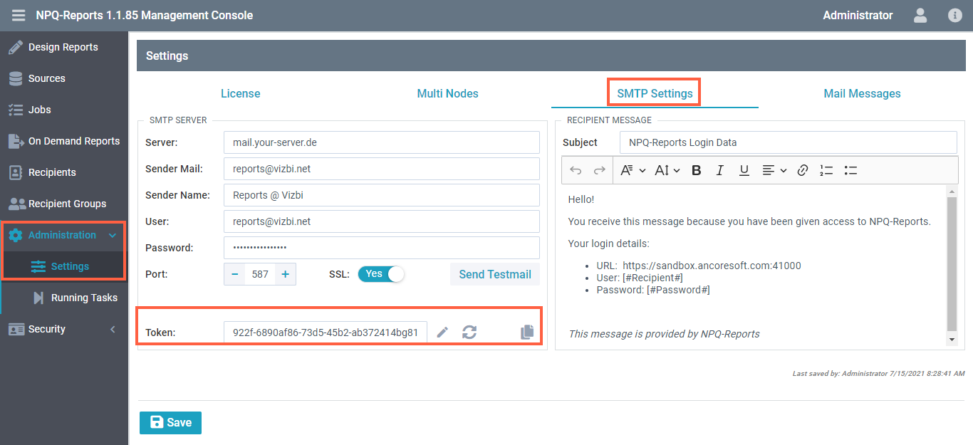 ancoreShare Server SMTP settings