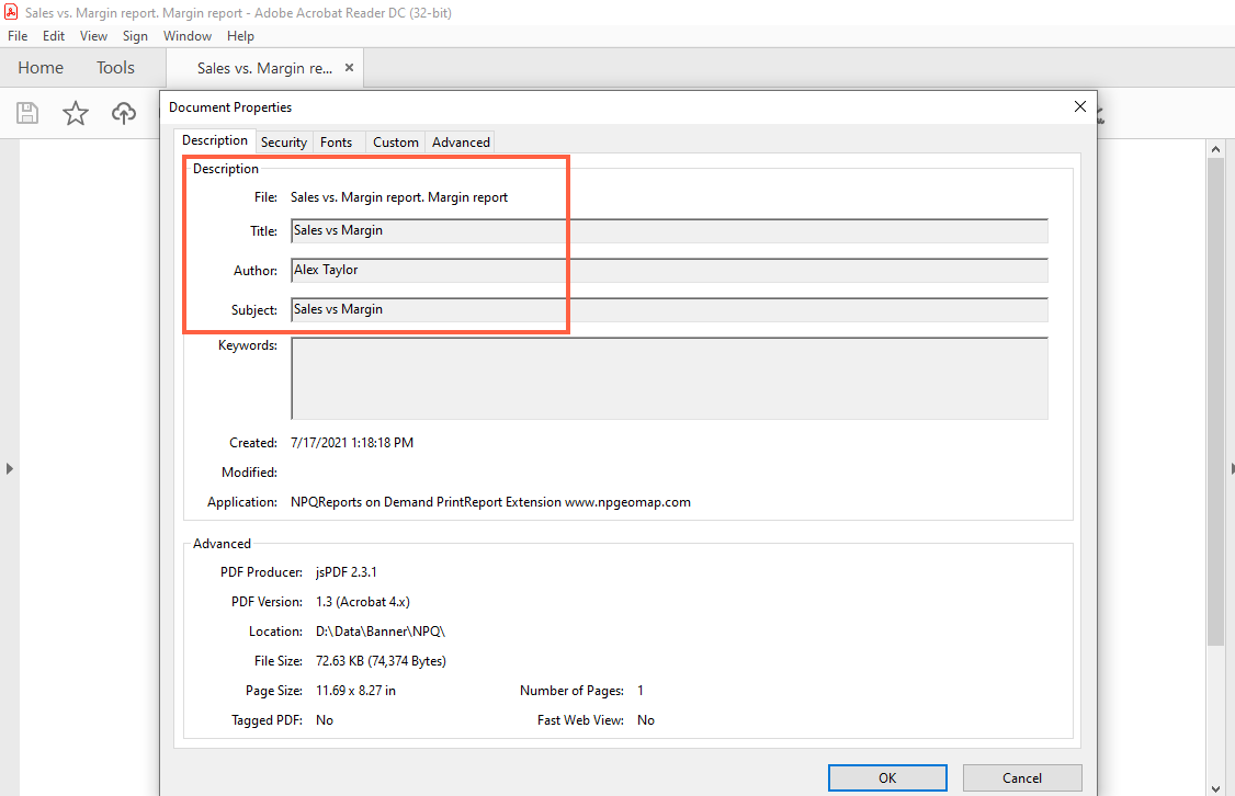 PDF document properties